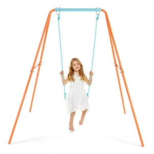 Outdoor Kinder Schaukel Set Schwerlast Metall A-Rahmen mit Bodenpfählen orange - Bild 1 von 10