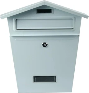 NEW LARGE OUTDOOR STEEL POST BOX POSTBOX LOCKABLE LETTER MAIL WALL MOUNTED KEYS - Picture 1 of 2