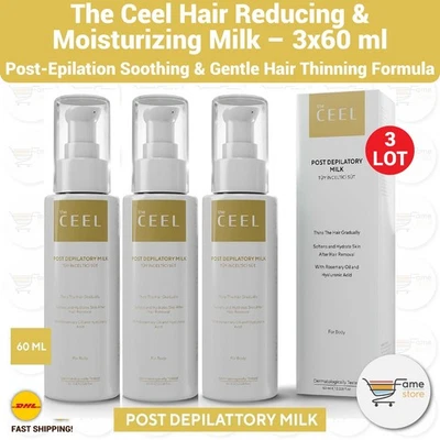 The Ceel Hair Reducing & Moisturizing Milk 60ml–Nettle & Hyaluronic Acid - 3 LOT - Image 1 of 2