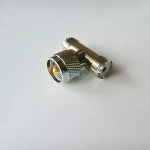 UHF male PL-259 to 2X UHF female SO-239 T RF Splitter connector Adapter 3 WAY - Picture 1 of 7