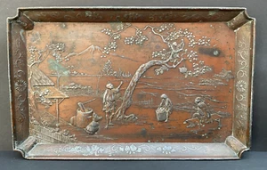 Antique Japanese copper tray with rural scene C1850 - Picture 1 of 9