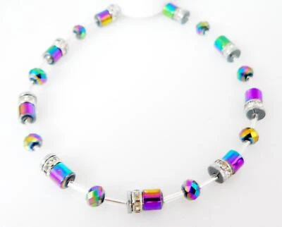 Armband Walzen Hämatit Multicolor Mehrfarbig Kristall Glas Strass 603 - Bild 1 von 4