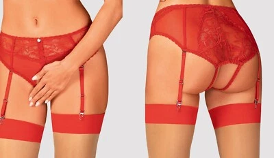 OBSESSIVE OUVERT PANTY STRAPSHALTER SPITZE  crotchless rot  reizwäsche ouvert - Bild 1 von 4