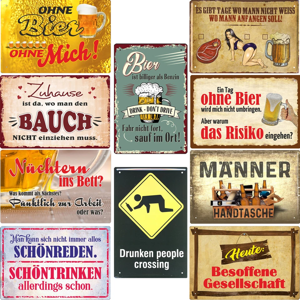 Bier Blechschild Retro Sprüche  20x30cm Kneipe Geschenk Männer  Geschenke  Papa - Bild 1 von 1