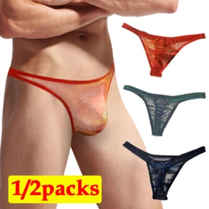 1/2Er-Pack Sexy Ultradünne Netz-Mini-Slips Transparente Dessous-Tangas C8 - Bild 1 von 18