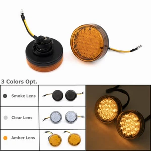 Round Motorcycle LED Turn Signal Amber Indicator Light For Honda Chopper Custom - Picture 1 of 13