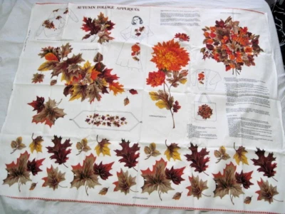 Juego de 2 hojas de panel de tela apliques follaje otoño Cranston Print Works hojas para mamás Foto 1 de 4