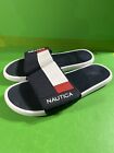 Nautica Men's Size 10  Athletic Adjustable Slides Sandals Navy White & Red