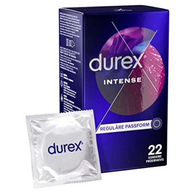 Durex Intense Kondome mit Noppen Rippen Desire x Gel Minzaroma 22 Stück - Bild 1 von 4