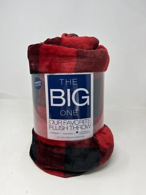 Cobertor de pelúcia xadrez búfalo vermelho/preto macio quente The Big One 5 pés X 6 pés NOVO - Imagem 1 de 4