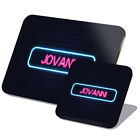 1 Placemat &amp; 1 Coaster Set Neon Sign Design Jovanni Name #352090