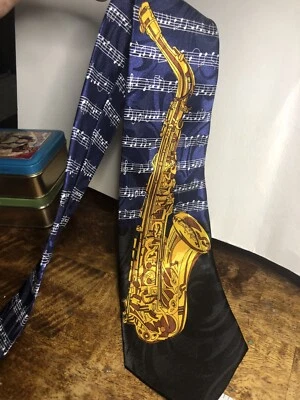 Corbata Steven Harris Saxofón y Notas Jazz 59" Foto 1 de 2