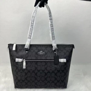 Coach Gallery Tote Shoulder Bag In Signature Canvas Graphite/Black 79609 NWT - Picture 1 of 12