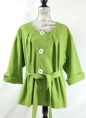Apostrophe Women's Green Blazer Jacket Size 22W with Belt, 3/4 Sleeve Lined Nice - Image 1 of 4