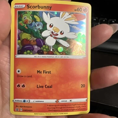 Pokemon Scorbunny Cosmos Holo Black Star Promo Sword Shield SWSH071 TCG Card - Image 1 of 4