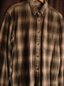 NWT - #127 - GH BASS Men's L, plaid flannel shirt with pocket - Green/white/gold - Picture 1 of 2