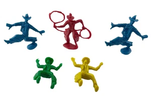 Decorazione torta cowboy vintage 5 figure in plastica rodeo corda pagliacci - Foto 1 di 5