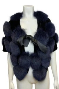 Giorgio Armani velvet fox fur evening couture bolero cape jacket One Size fit Al - Picture 1 of 11