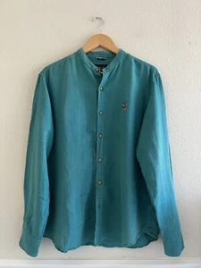 U.S. Polo Assn Vintage Men’s Teal Button Up Shirt Mock Neck Preppy - Picture 1 of 11