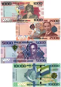 2021 (2016) Sierra Leona 1000 a 10000 Leones P30 - P33 juego completo UNC - Imagen 1 de 1