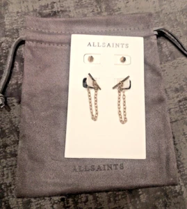Juego de 2 pares de aretes de cadena AllSaints tono dorado - Imagen 1 de 6