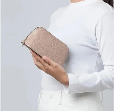 Nuevo con etiquetas Estuche de Maquillaje Cosmético Kate Spade Oro Rosa Oro Rosa Foto 1 de 4