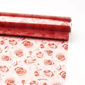 Abundance Of Roses Cello Roll with Red Rose Printed Design 80cm x 100m - Picture 1 of 1