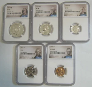 Blast White 1957 Proof Set - all 5 coins grade NGC PR68, PF68, PR 68 - Picture 1 of 2