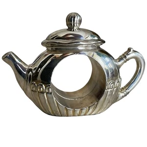 Godinger Silverplate Teapot Napkin Ring Holder - Picture 1 of 6