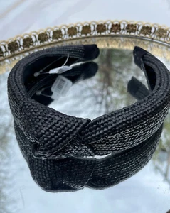 NWT Ann Taylor LOFT Cute Black Woven Knot Knotted Raffia Headband Accessorie - Picture 1 of 2