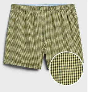 PARA HOMBRE TALLA GRANDE BANANA REPUBLIC IMPRESIÓN GINGHAM ALGODÓN BOXER AMARILLO LUMINOSO NUEVO CON ETIQUETAS - Imagen 1 de 1