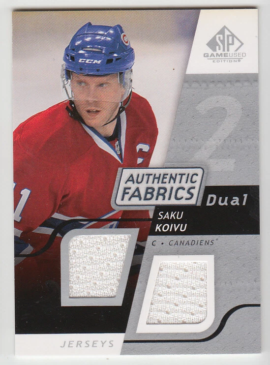 SAKU KOIVU 2008-09 SP GAME-USED AUTHENTIC FABRICS DUAL JERSEY #AF-KV - Image 1 of 1