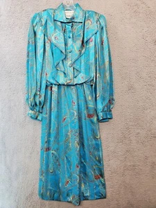 Vintage Morton Myles Sacks Fifth Avenue langärmliges Damenkleid Größe 6 100 % Seide - Bild 1 von 17