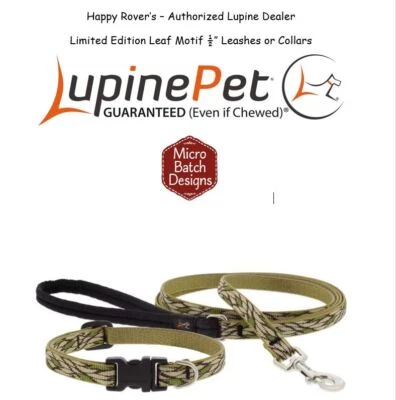 Correa para perro Lupine Lifetime EDICIÓN LIMITADA 1/2" - MOTIVO HOJA Foto 1 de 3