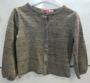 gilet NKY 4 ans Fille cardigan pull taupe et doré - Picture 1 of 5