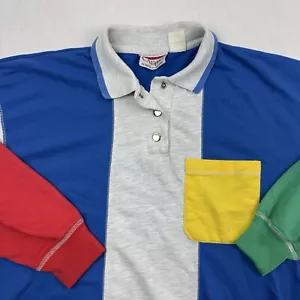 Felpa donna vintage anni 80 colletto taglio medio e cucito colorata a scatto - Foto 1 di 11