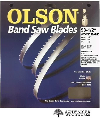 Olson Wood Band Band Saw Blade 93-1/2" inch x 1/2" 4TPI, 14" Delta, JET, Grizzly