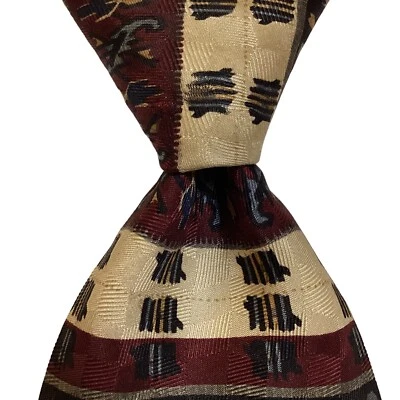 Corbata de seda para hombre XMI SERIE 325 EE. UU. diseñador geométrico/RAYAS multicolor usada en excelente estado Foto 1 de 3