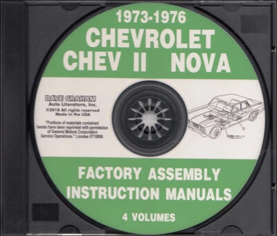 Manuale Di Assemblaggio Chevy Nova E SS Set Su CD 1973 1974 1975 1976 Chevrolet - Immagine 1 di 4