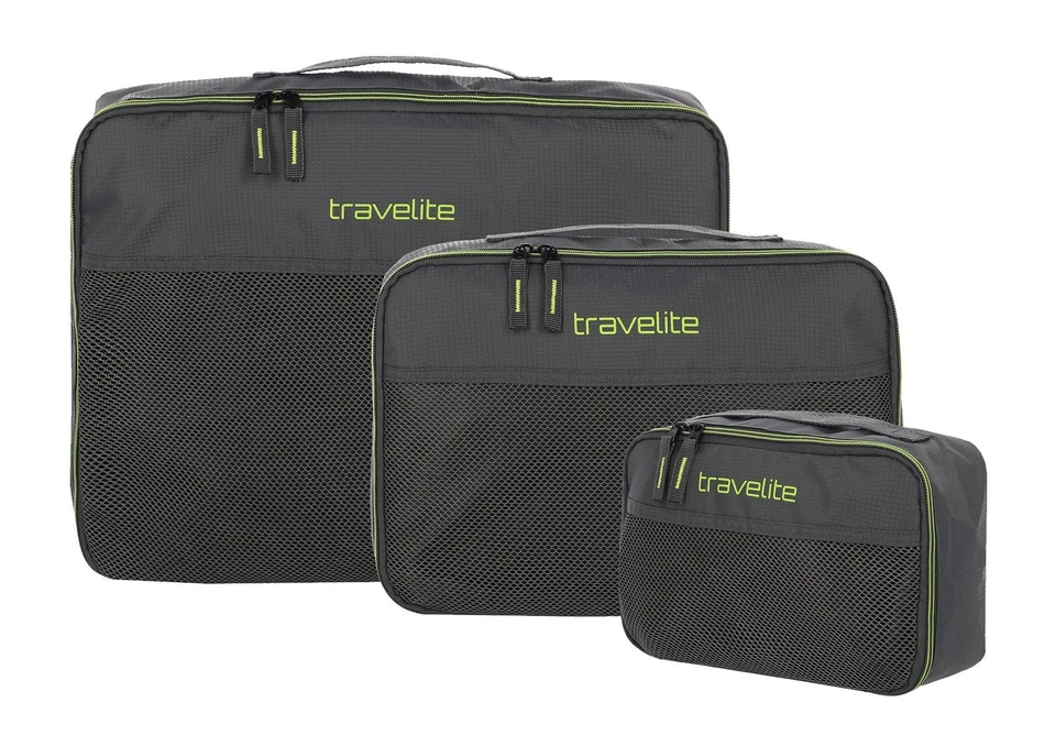 travelite Accessoires Packing Cube 3er Set Packsack Anthrazit dunkelgrau Neu - Bild 1 von 4
