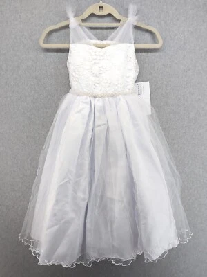 BONNIE JEAN White Communion Flower Girl dress Tulle Flowers Pearls ~ Girls 7 NWT - Image 1 of 4