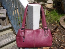 FOSSIL Purple Leather Vintage Handbag Shoulder Purse Medium Boho Hobo Satchel