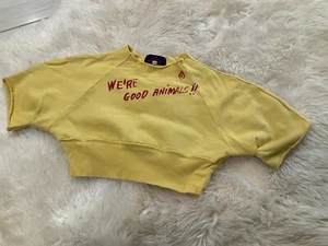 The Animals Observatory Cropped Sweatshirt Kids Size 4 T Years Yellow - Picture 1 of 14