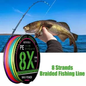 Fishing Line 8 Strands 100M Braided Strong Multifilament Line Fishing Fiber Q3Q1 - Picture 1 of 17