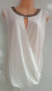 Kaleidoscope White Cross Front chiffon Top Size 20 embellished yoke wedding hols - Picture 1 of 6