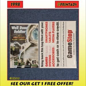 Command & Conquer 1998 Red Alert Retaliation juego impreso anuncio y bolsa GameStop - Imagen 1 de 3