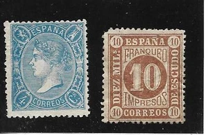 España. Dos sellos nuevos de Isabel II. Nº 75*-94*. Valor 110 Euros - Picture 1 of 1