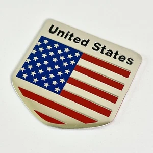 United States America Flag Car Emblem Badge Decal Sticker 2"x 2.25” Aluminum USA - Picture 1 of 4