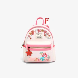 Mini Mochila Floral Verano Loungefly Disney Sirenita Ariel y Platija - Imagen 1 de 6