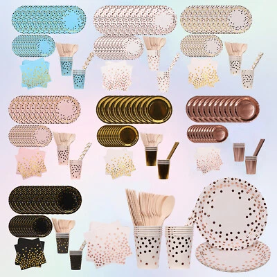 Party Tableware Supplies Happy Birthday Decorations Plates Cups Napkins 7 Colors - image 1 of 4